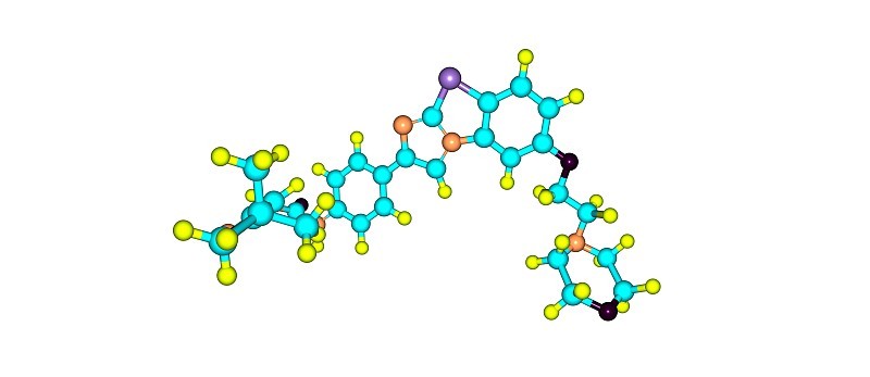 Quizartinib分子结构分离于白色