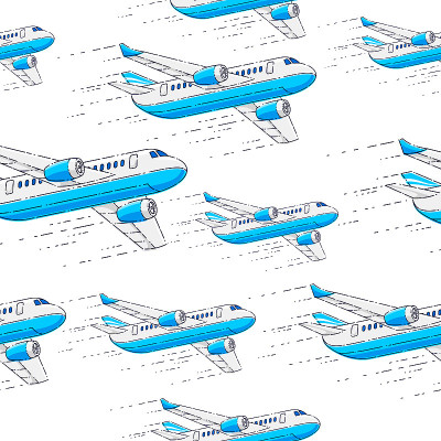 飞机无缝背景，航空公司航空旅行概念，矢量壁纸或网站背景。