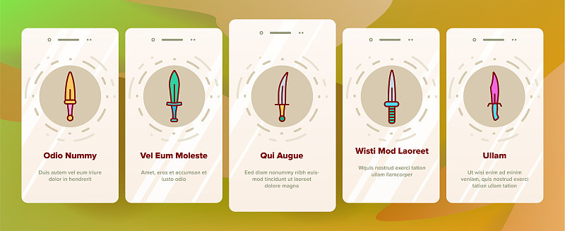 Dagger, Sharp Weapon Vector Onboarding Mobile App 