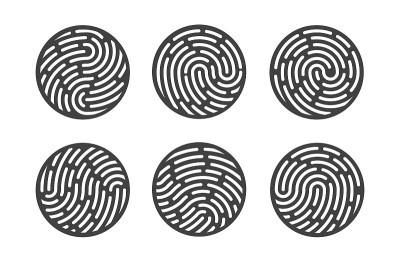 Set of fingerprints isolated on a white background
