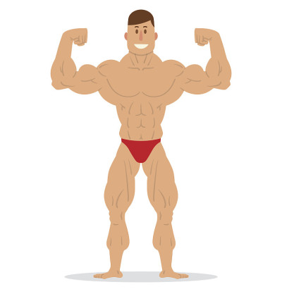 穿着红色泳裤的肌肉男