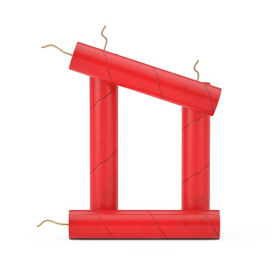 字母D作为炸药棒字母表集合。3d渲染