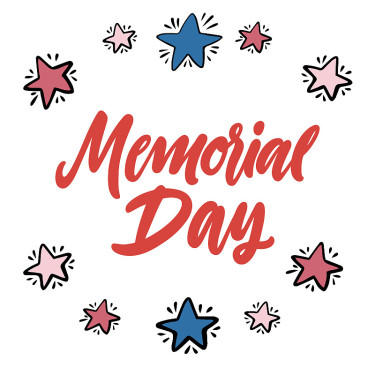 Memorial Day banner design with lettering and red/