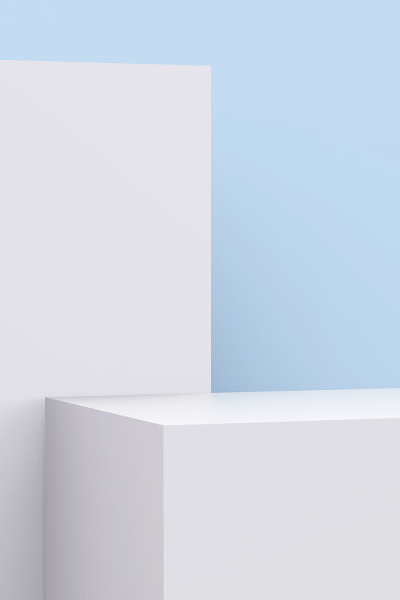 白色盒子在蓝色3D背景