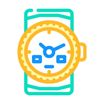 潜水员观看颜色图标矢量插图