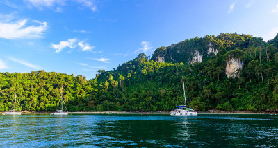 天堂湾的猴子海滩-从Loh Dalum海滩乘船约5分钟- Koh Phi Phi Don岛在甲米，泰