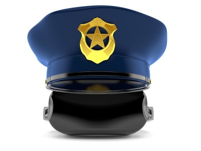 虚拟现实头盔与警察帽
