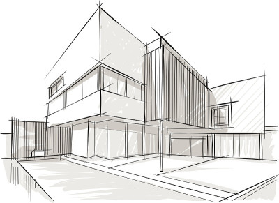 素描的建筑。