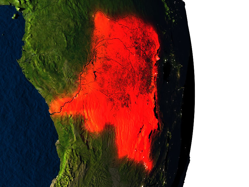 从太空中拍摄的刚果民主共和国