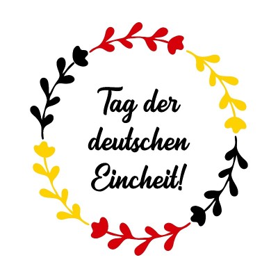 手绘“Tag der deutschen Eincheit”，用德语翻译为“德国统一日”。适用于卡片