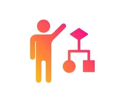 算法图标。企业管理的迹象。向量