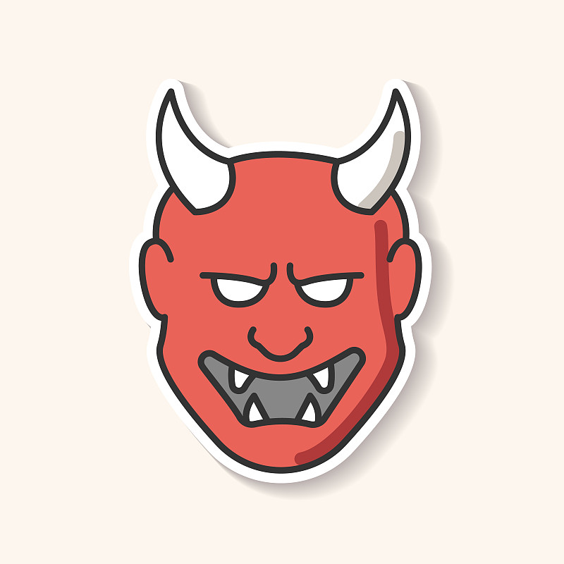 Japanese mask patch. Hannya face for drama perfoma