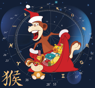 2016猴年中国新年插画