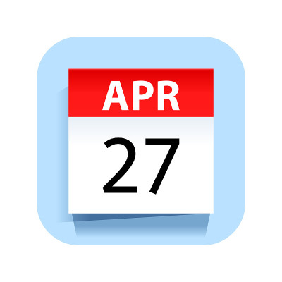 4月27日。日历图标。矢量插图。