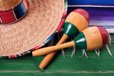 墨西哥cinco de mayo节墨西哥马拉卡斯帽特写镜头
