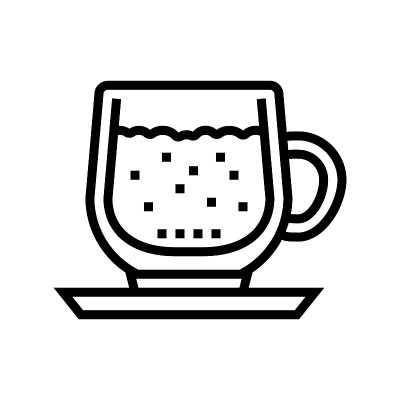 白咖啡线图标矢量插图