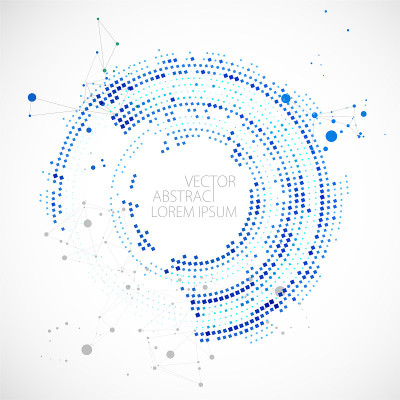 半色调科学背景与连接点和线。数字数据可视化。