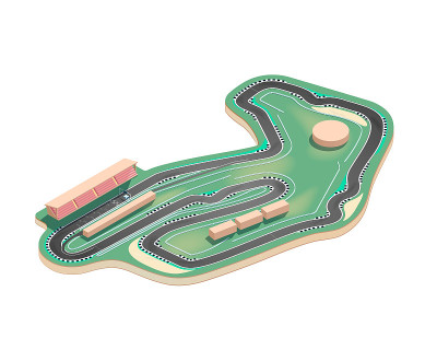 等距赛车轨道孤立在一个白色的背景。矢量插图。
