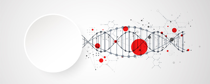 抽象未来主义背景的设计作品。
带有DNA分子的科学模板、墙纸或横幅。