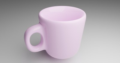 粉色玻璃马克杯模型孤立，3d渲染。