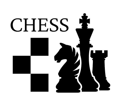 国际象棋比赛的标志。棋子剪影国王骑士车。矢量图