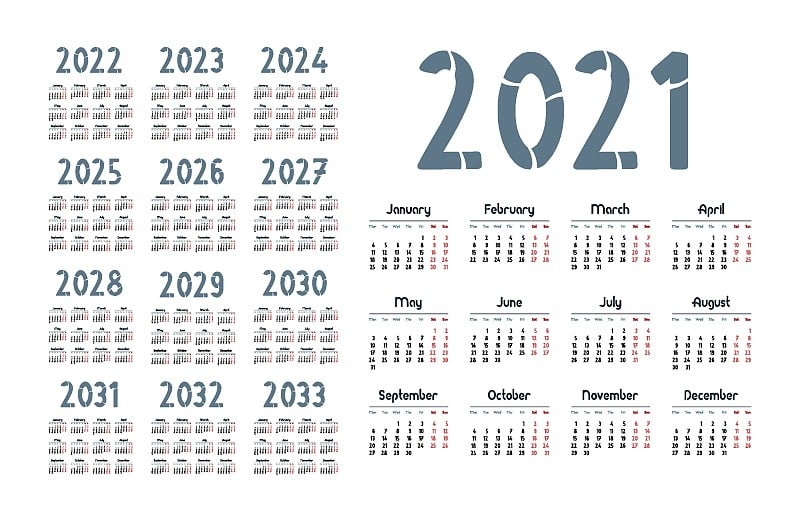 English calendar  2021_kvadrat