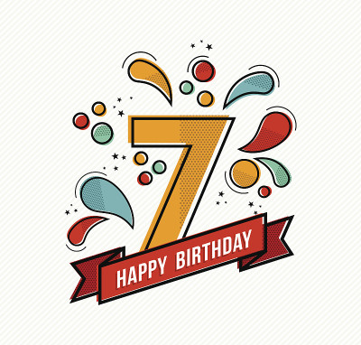 七彩快乐生日数字7平线设计