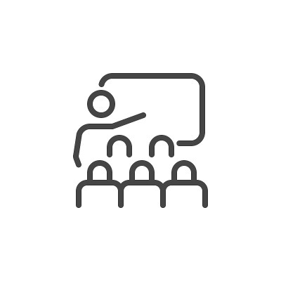 瘦图标培训，业务演示和研讨会或教练。教室、培训师等划线标志。自定义向量象形图EPS 10为Web在白