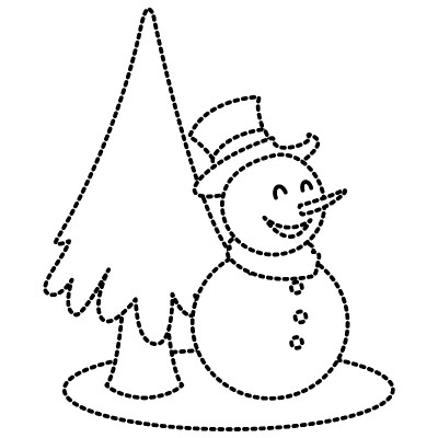雪人和圣诞树圣诞卡通