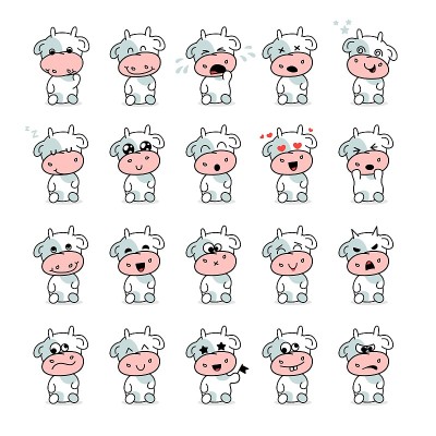 Bull kid emotion vector set
