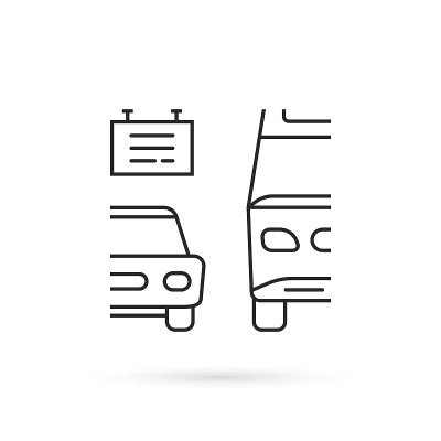细线公交车站和停车图标