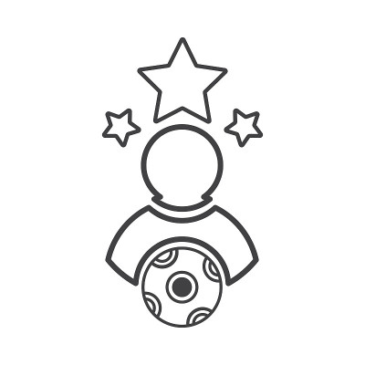 足球运动员明星插图设计。足球运动员明星图标孤立的白色背景。准备好使用向量。