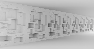 3 d渲染。抽象的背景。明亮房间里的现代几何立方体。极简设计的海报，封面，品牌，横幅，海报。