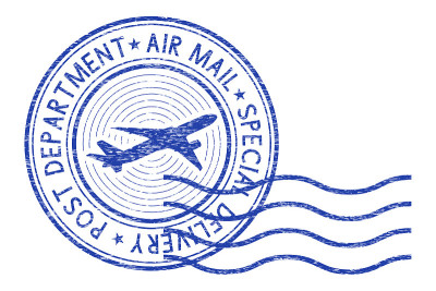 航空邮件以波浪为圆形邮戳