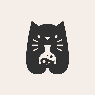 猫实验室实验室潮人复古矢量图标插图