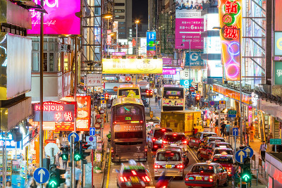 香港孟角地区的霓虹灯