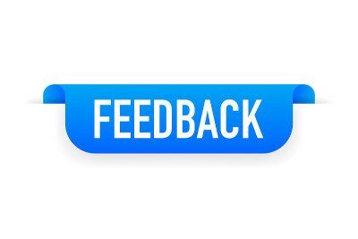 Feedback blue label with white background. Vector 