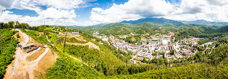 田纳西州加特林堡的空中全景图