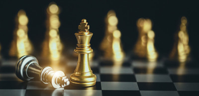国际象棋比赛。商业、竞争、战略、领导力和成功理念。
