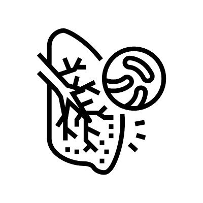 结核病呼吸道疾病线图标矢量插图