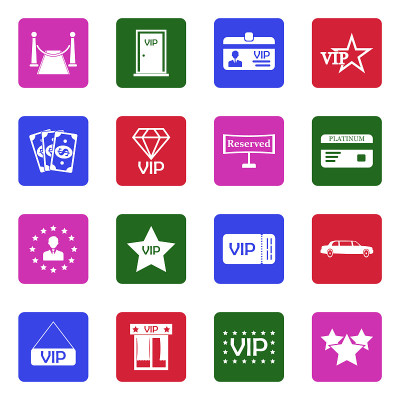 VIP图标。广场上的白色平面设计。矢量插图。