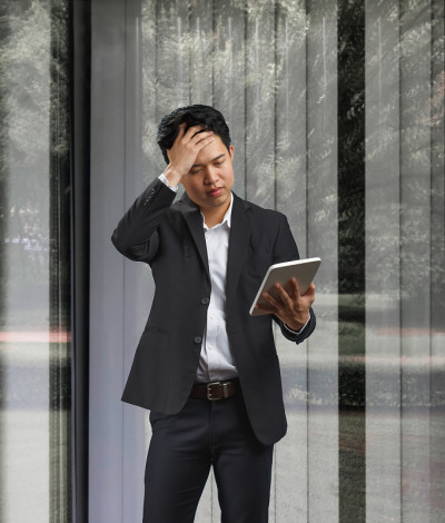销售增长下降，年轻商人阅读新冠肺炎大流行后销售下降的文件