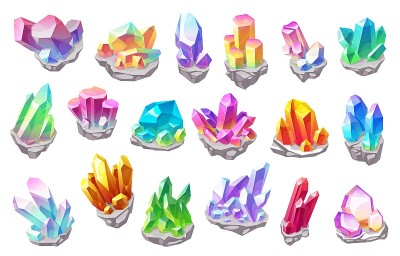 闪亮的魔法石和幻想矿物集