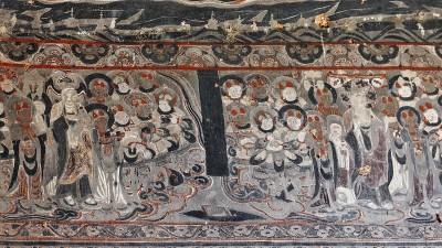 壁画的残余——莫高窟外。Dunhuang-Gansu省-中国- 0627