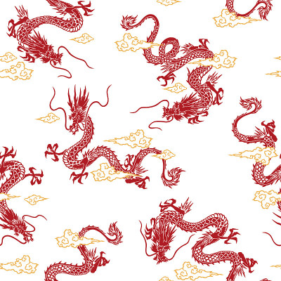 A collection of materials depicting dragons in Jap