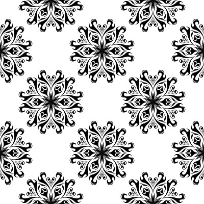 Floral seamless background. Black and white monoch