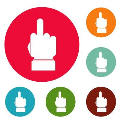 手审查图标圆形设置矢量