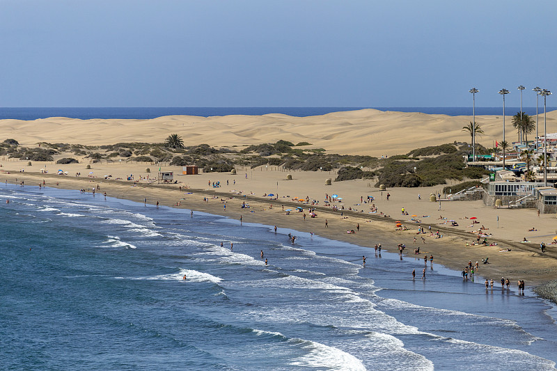 Maspalomas海滩(Playa de Maspalomas)在大加那利群岛，加那利群岛，西班牙