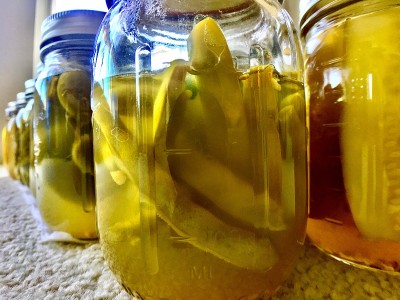 自制泡菜、豆子和辣椒
