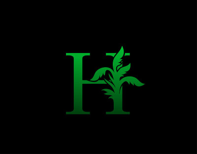 字母H标志自然树叶图标设计。